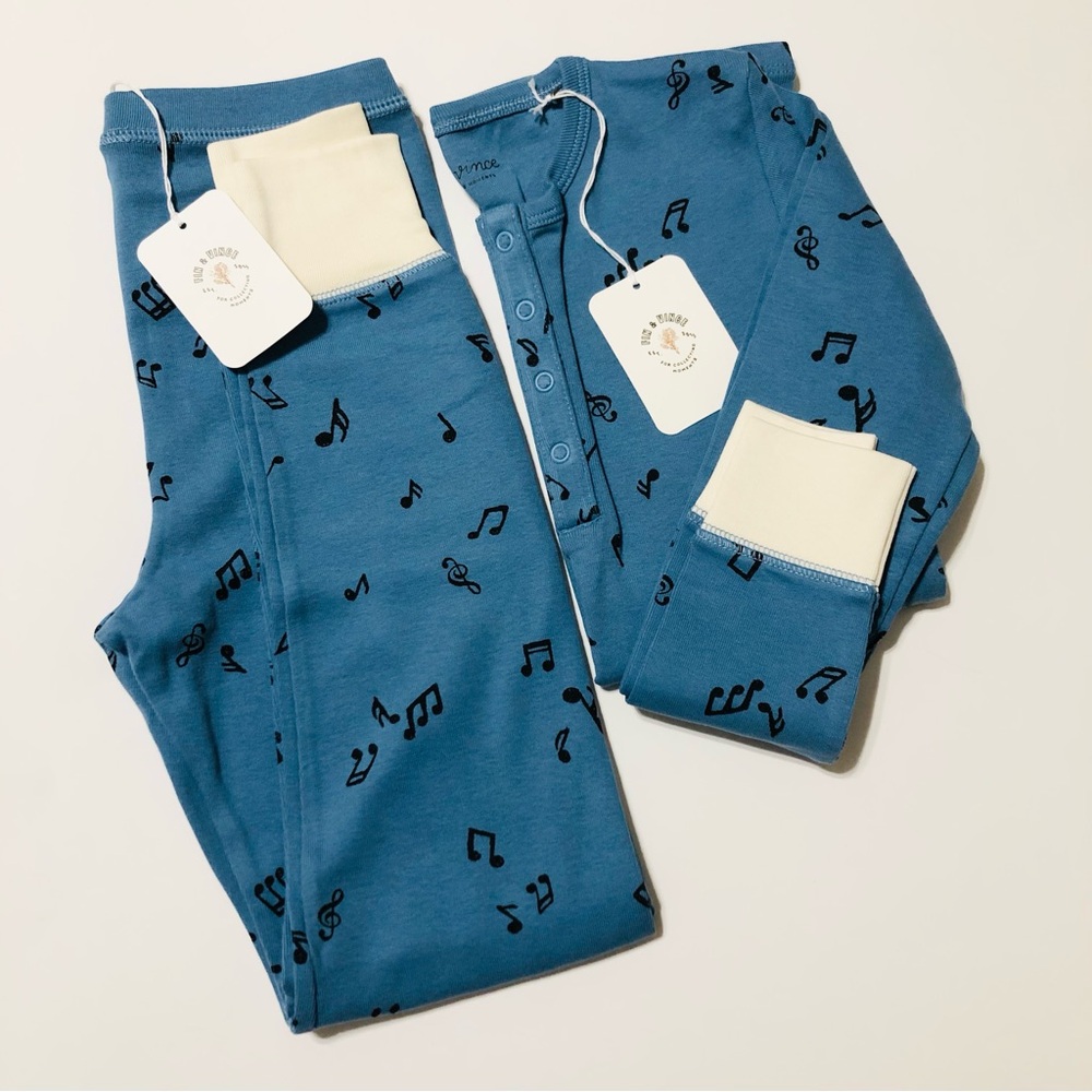 FIN & VINCE Kids Music Note Blue Cotton Pajama Set • 10 Unisex • NEW!